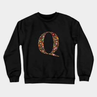 Retro Floral Letter Q Crewneck Sweatshirt